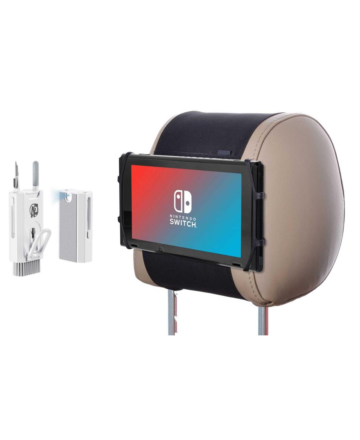 Bolt Axtion Car Headrest Mount Silicon Holder For Game Machine Nintendo Switch And Other Tablets In Black