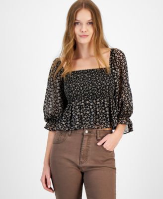 And Now This - Women's Square-Neck Peasant Top