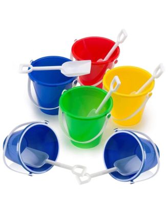 Top Race Beach Pails 6 Pack Sand Buckets and Shovels for Kids 5 Inches ...