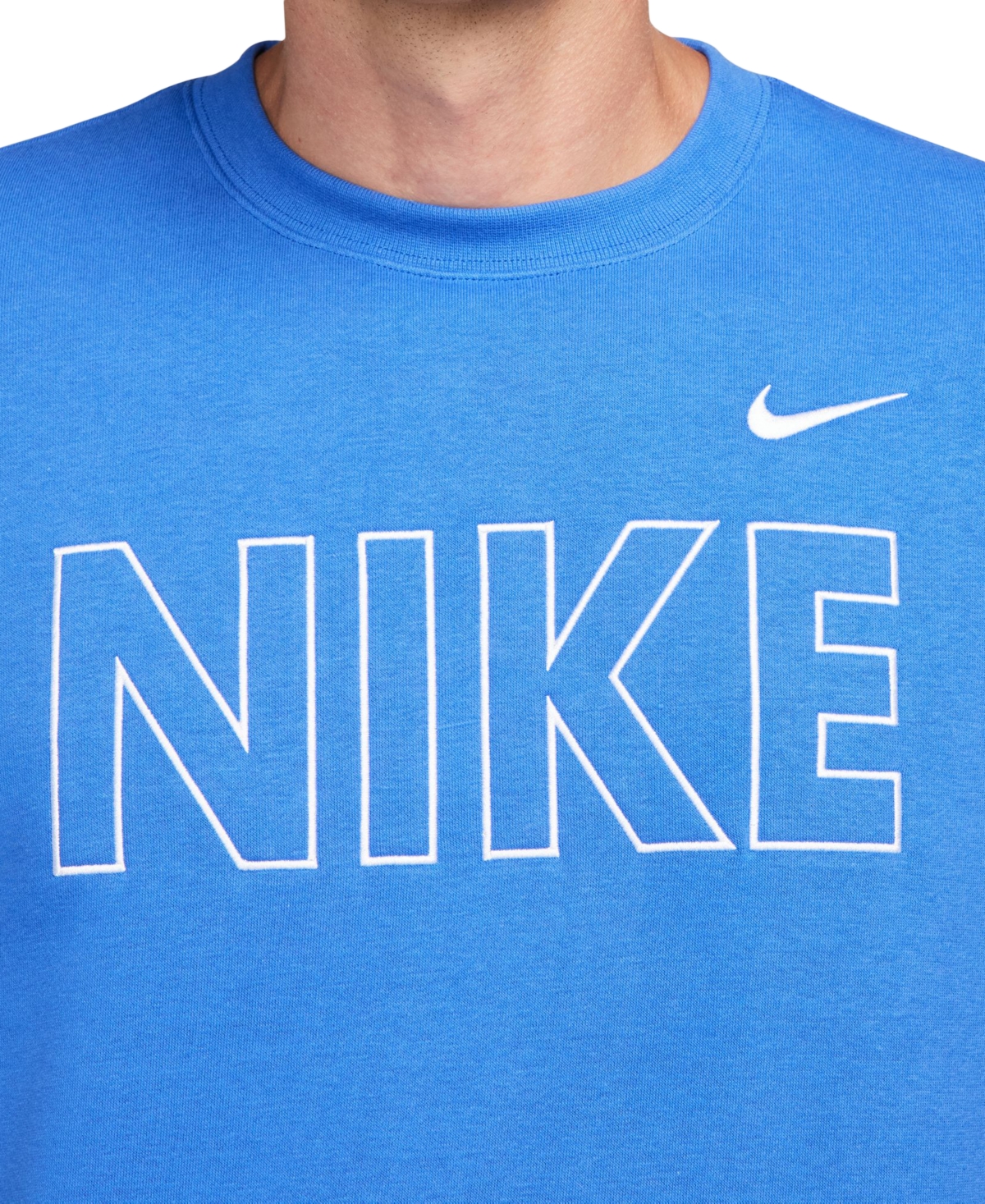 Nike Men's Sportswear Club Fleece Embroidered Logo Sweatshirt -white
