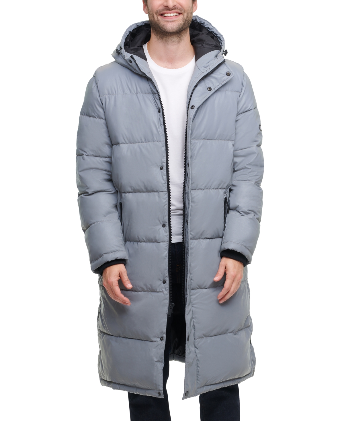 Long Hooded Parka Men's Jacket, Created for Macy's - Reflective