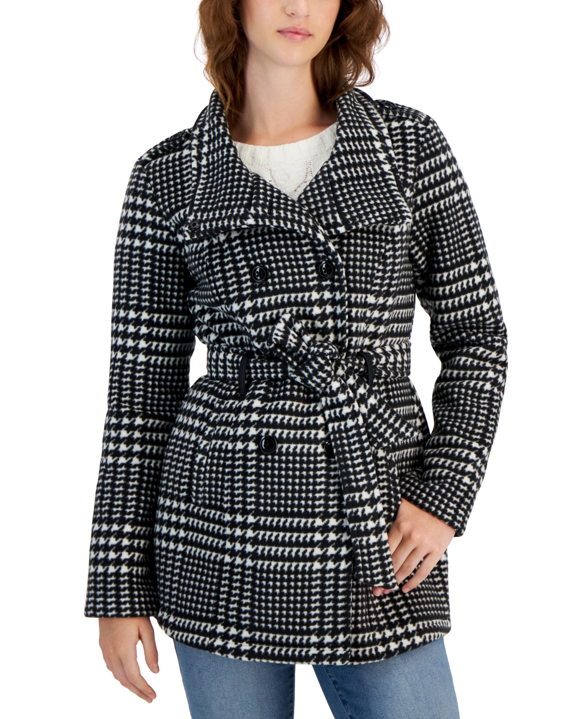 Bcx Juniors Belted Double Breasted Micro Fleece Trench Coat Smart Closet