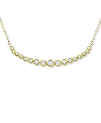 Giani Bernini - Cubic Zirconia Bezel Curved Bar Collar Necklace, 16" + 2" extender