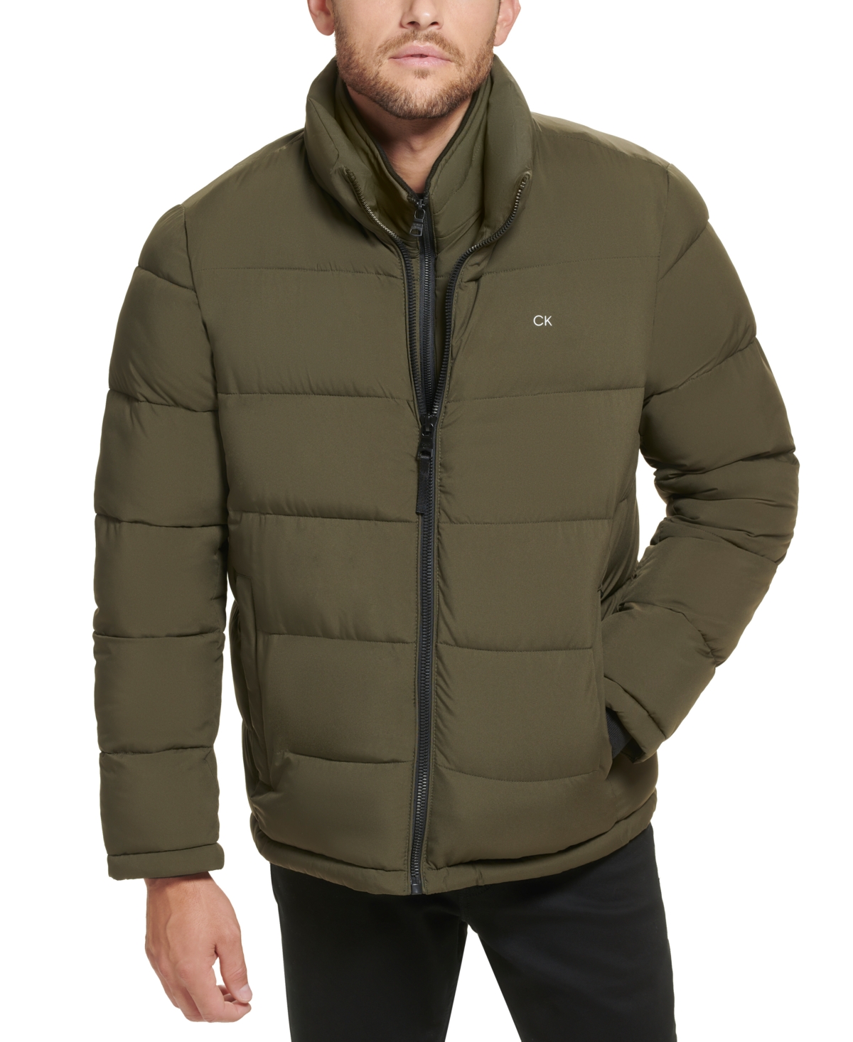Calvin Klein Men's Puffer With Set In Bib Detail, Created for Macy's