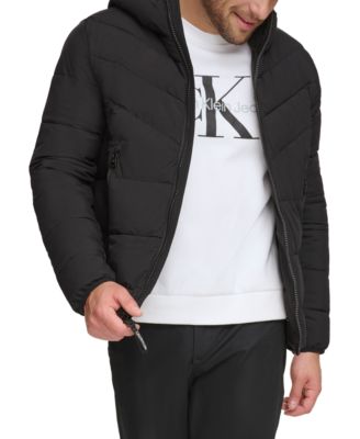 Men's Chevron Stretch Jacket With Sherpa Lined Hood