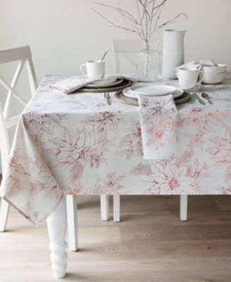 Benson Mills Glistening Poinsettias Table Linens Collection In Red