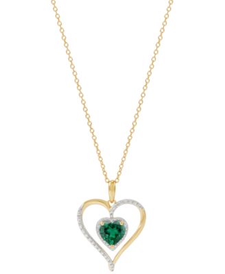 Macy's - Amethyst (1-1/10 ct. t.w.) & Diamond Accent Heart 18" Pendant Necklace in 14k Gold-Plated Sterling Silver (Also in Additional Gemstones)