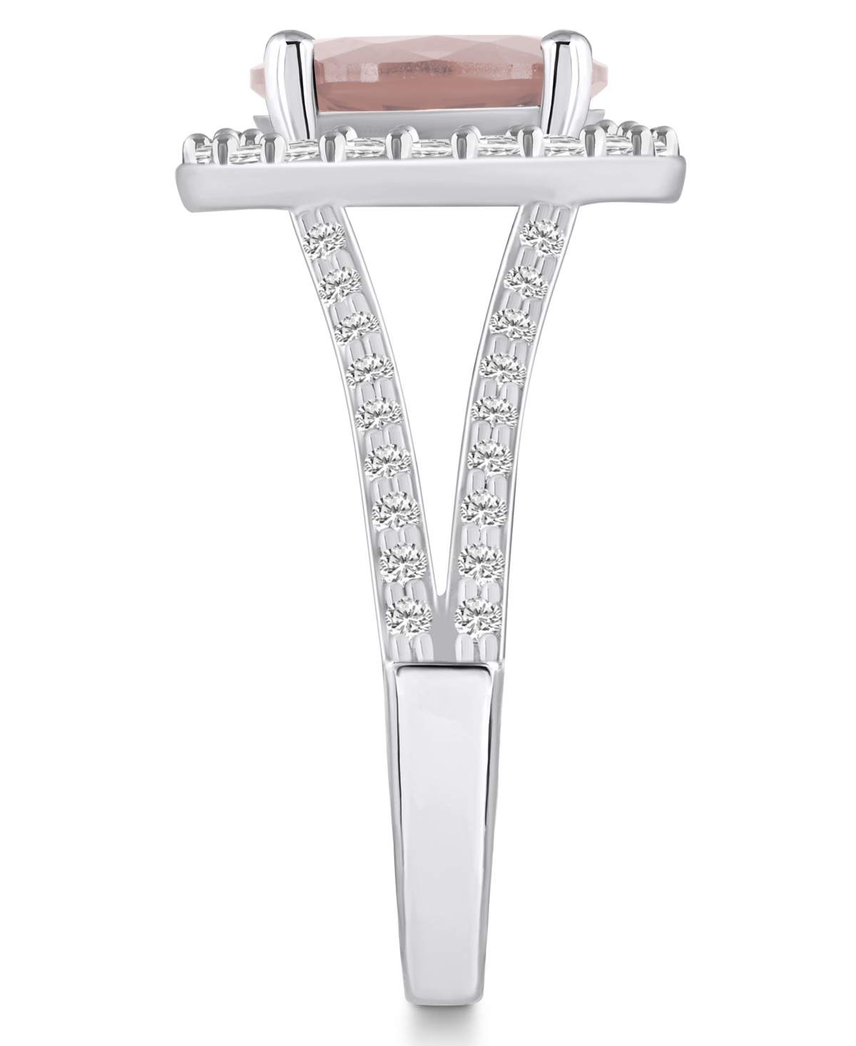 Macy's(2-1/2 ct. t.w.) and Diamond (3/4 ct. t.w.) Halo Ring in 14K White Gold - Morganite