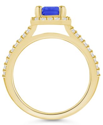 Tanzanite (1-5/8 Ct. t.w.) and Diamond (1/2 Ct. t.w.) Halo Ring