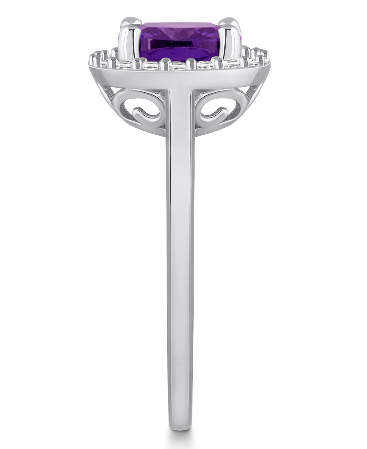 Macy's(2 ct. t.w.) and Diamond (1/4 ct. t.w.) Halo Ring in 14K White Gold - Amethyst