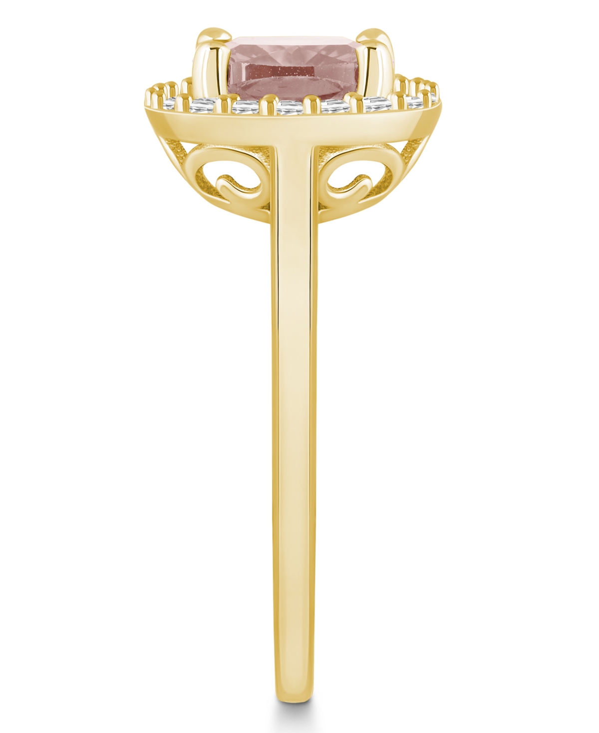 Macy's(2 ct. t.w.) and Diamond (1/4 ct. t.w.) Halo Ring in 14K Yellow Gold - Morganite