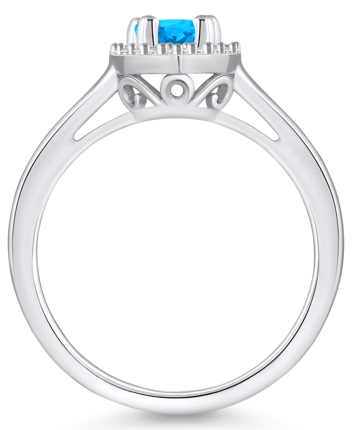 Macy's(1 ct. t.w.) and Diamond (1/5 ct. t.w.) Halo Ring in 14K White Gold - Blue Topaz