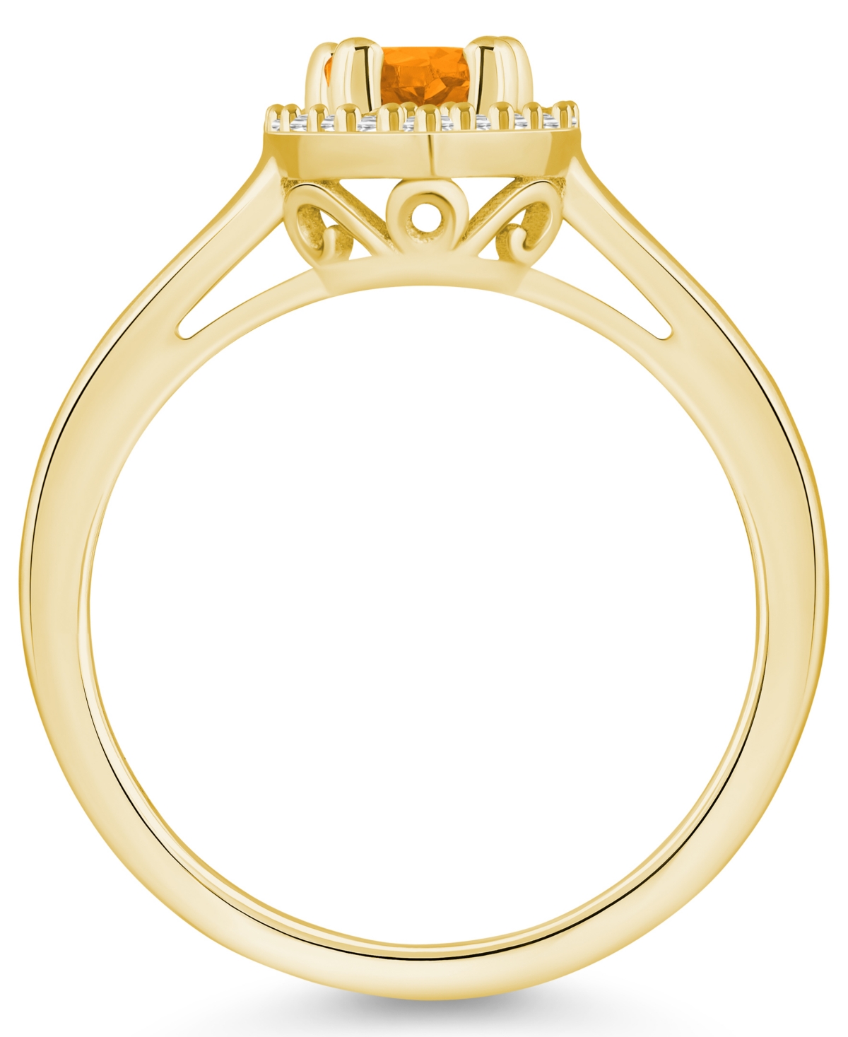 Macy's(7/8 ct. t.w.) and Diamond (1/5 ct. t.w.) Halo Ring in 14K Yellow Gold - Citrine