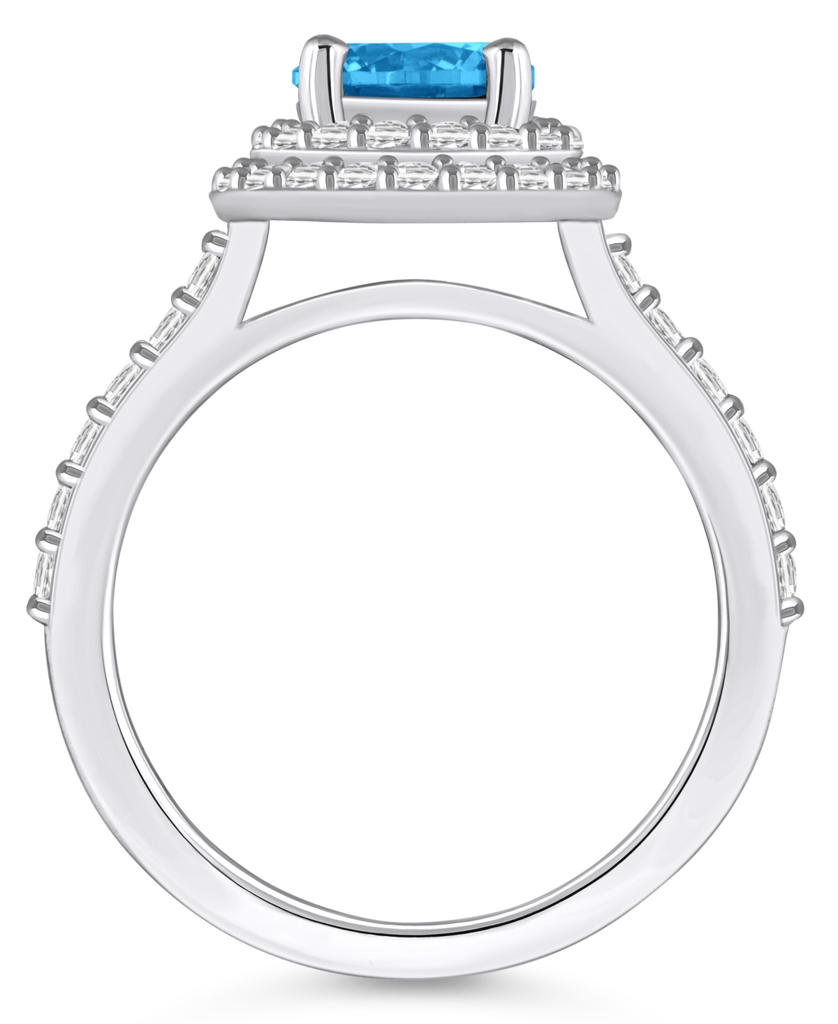 Macy'sand Diamond Accent Halo Ring in 14K White Gold - Blue Topaz