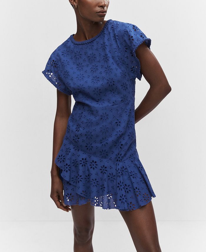 MANGO Women's Embroidered Openwork Dress - Macy's