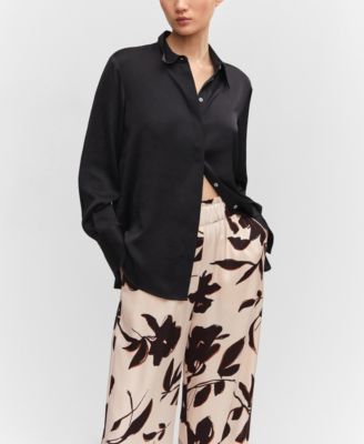 MANGO Women's Wide Leg Printed Pants