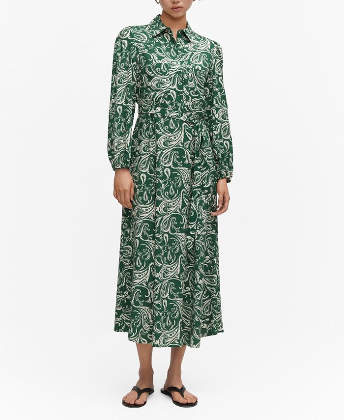 MANGO Women's Floral-Print Flared Dress - Macy's