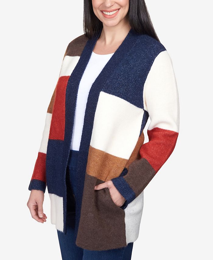Alfred Dunner Women's Autumn Weekend Colorblock Cardigan Sweater - Macy's