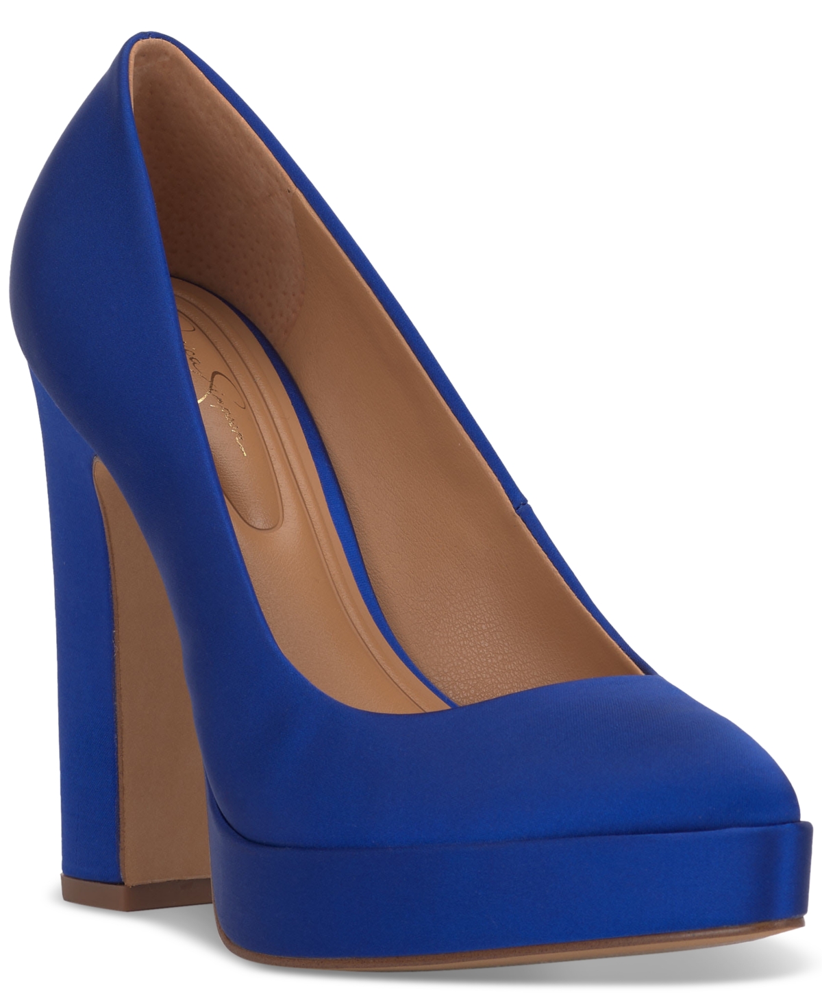 Jessica Simpson Glynis High Heel Pumps In Ultra Blue Satin