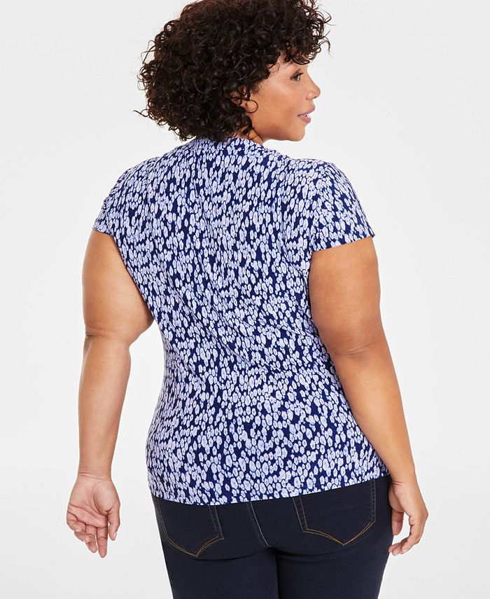I.N.C. International Concepts Plus Size Printed Lace-Up Top, Created ...