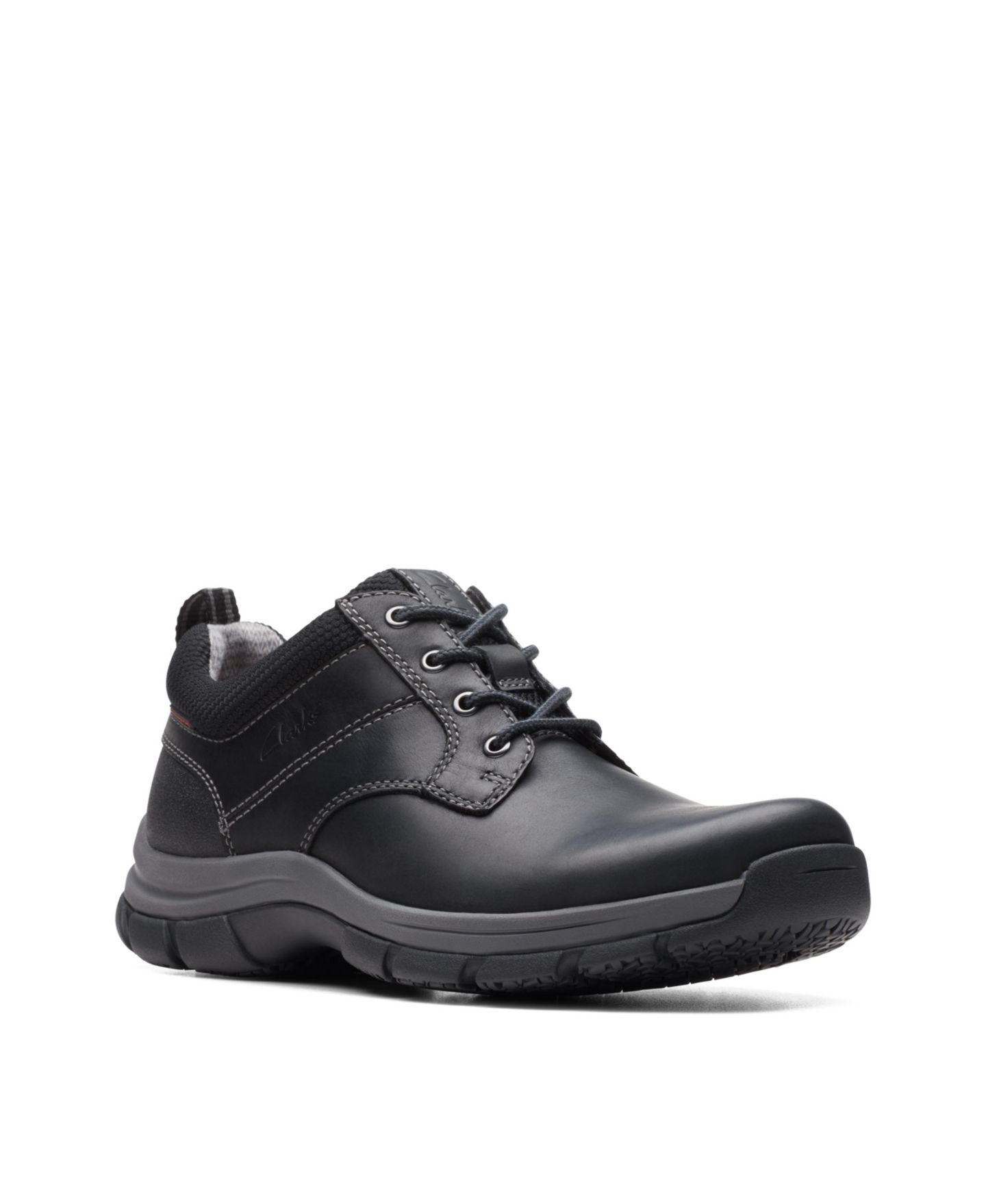 Мужские кроссовки Clarks Collection Walpath Leather Low Top Lace Up, цвет: Чёрный кожаный — фото 1