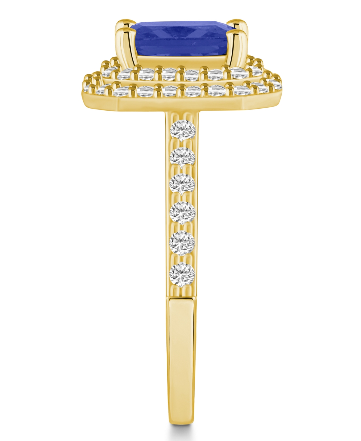 Tanzanite (1-5/8 ct. t.w.) & Diamond (5/8 ct. t.w.) Emerald-Cut Double Halo Statement Ring in 14k- Gold