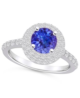 Macy's - Tanzanite (1-3/8 ct. t.w.) & Diamond (5/8 ct. t.w.) Round Halo Statement Ring in 14k Gold