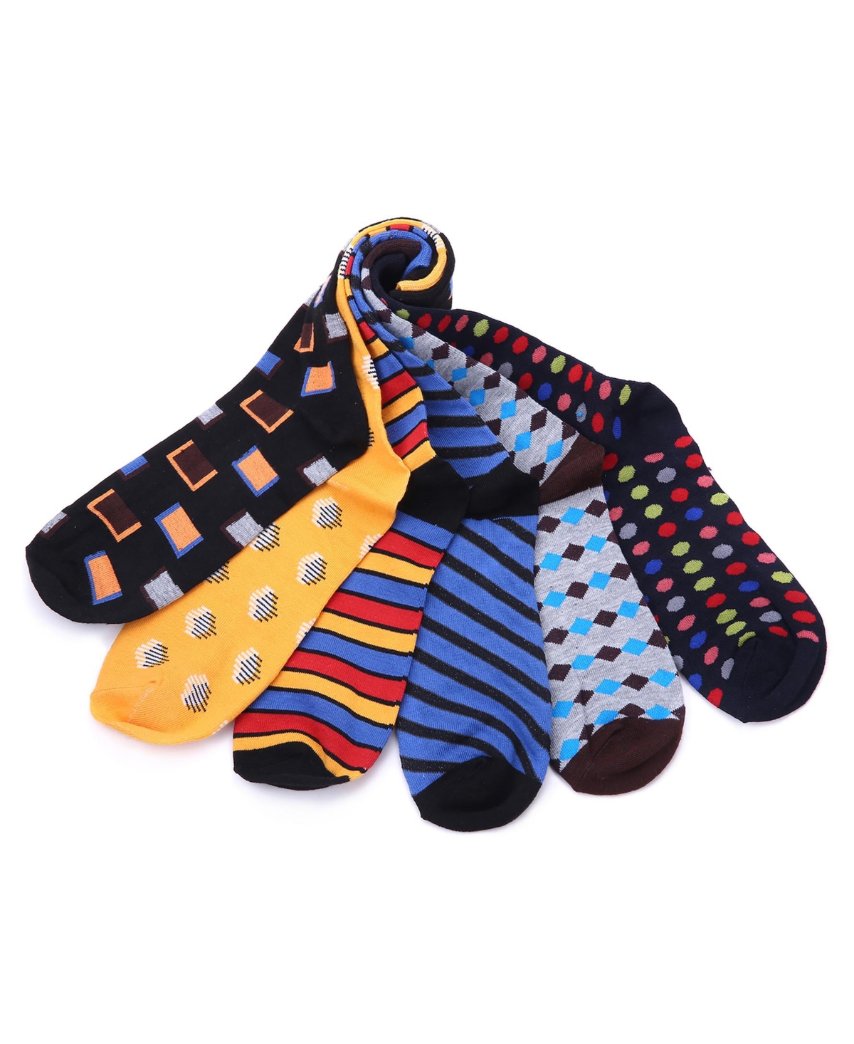 Men's Funky Colorful Dress Socks 6 Pack