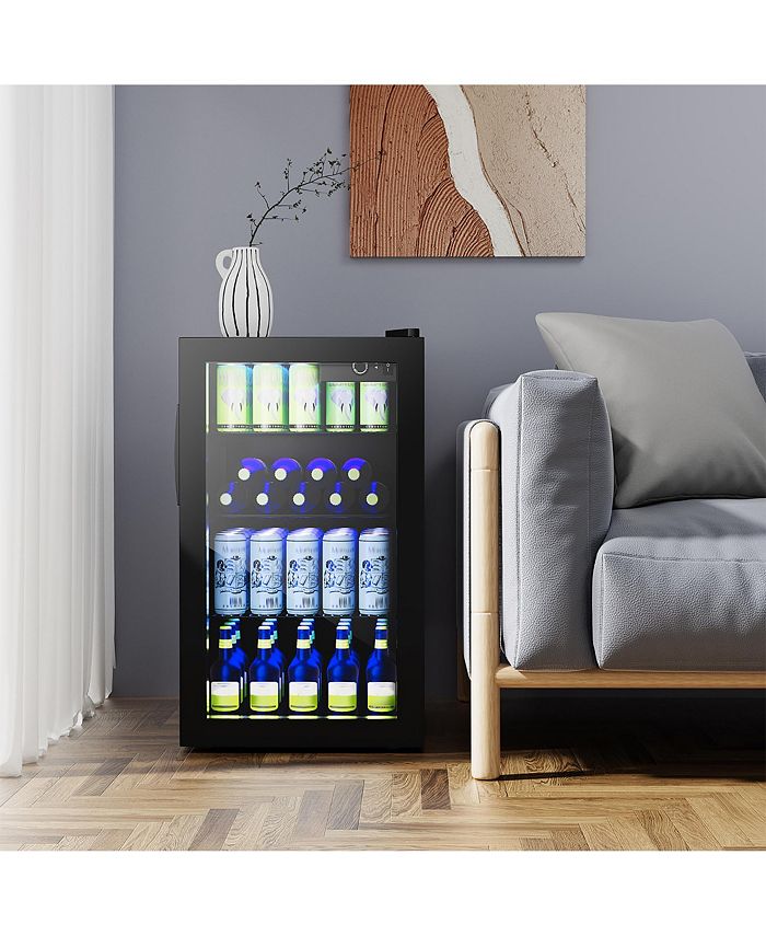 Costway 120 Can Beverage Refrigerator Beer Wine Soda Drink Cooler Mini