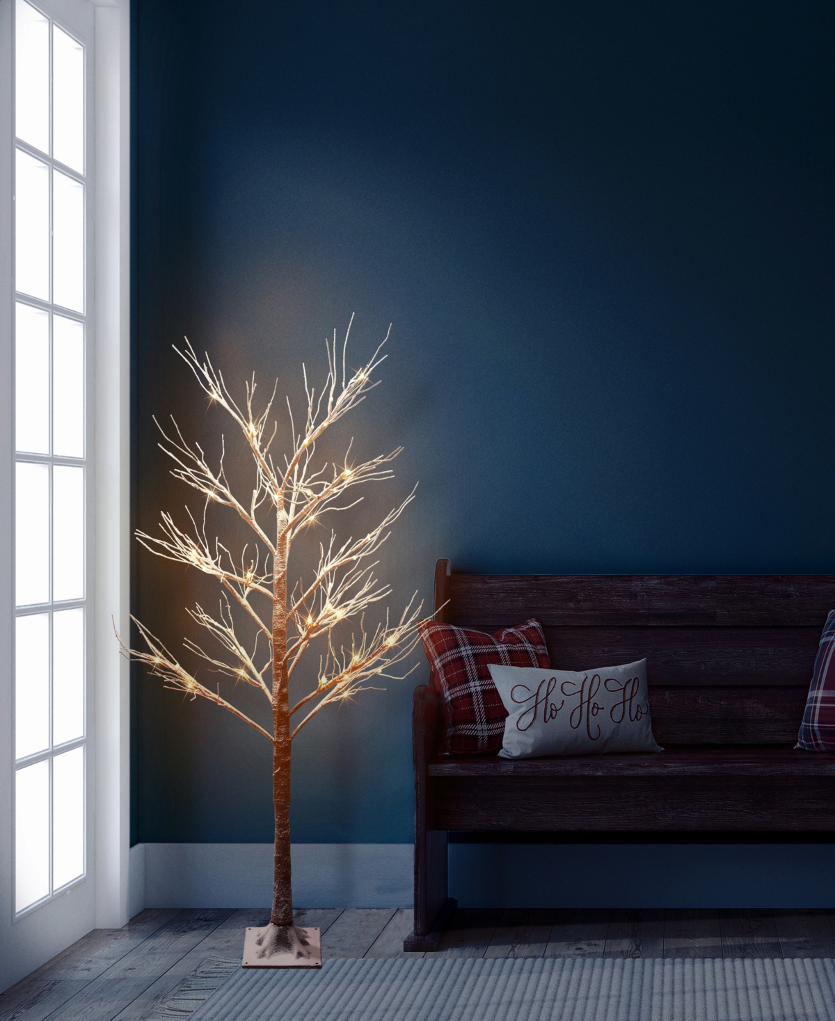 Puleo 4' Pre-lit Flocked Artificial Twig Tree In Brown