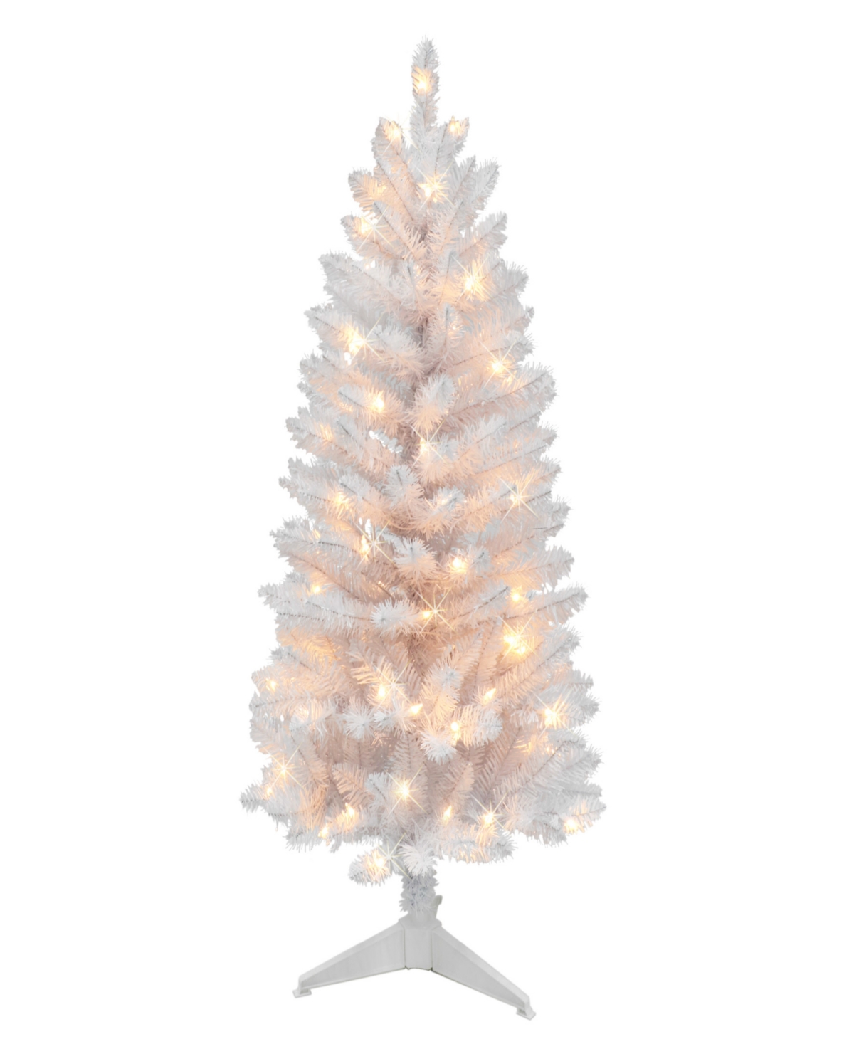 Puleo 4' Pre-lit Carson Artificial Pine Tree In White