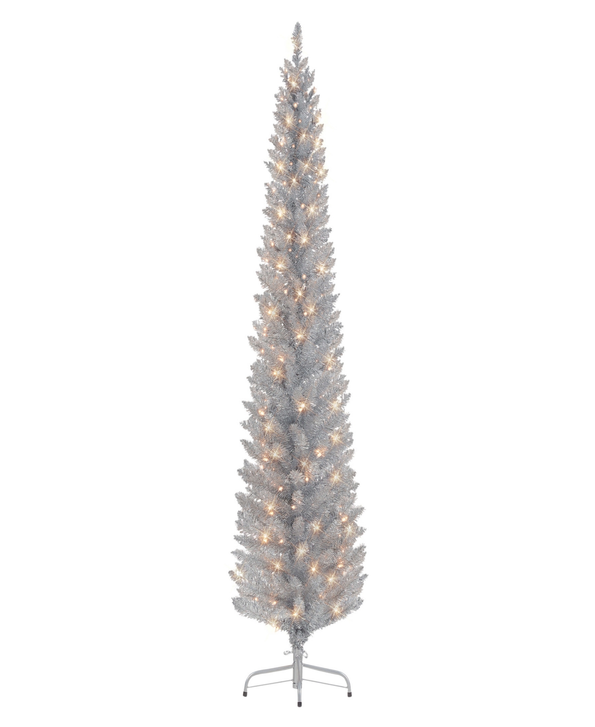 Puleo 7' Pre-lit Tinsel Artificial Tree In Silver