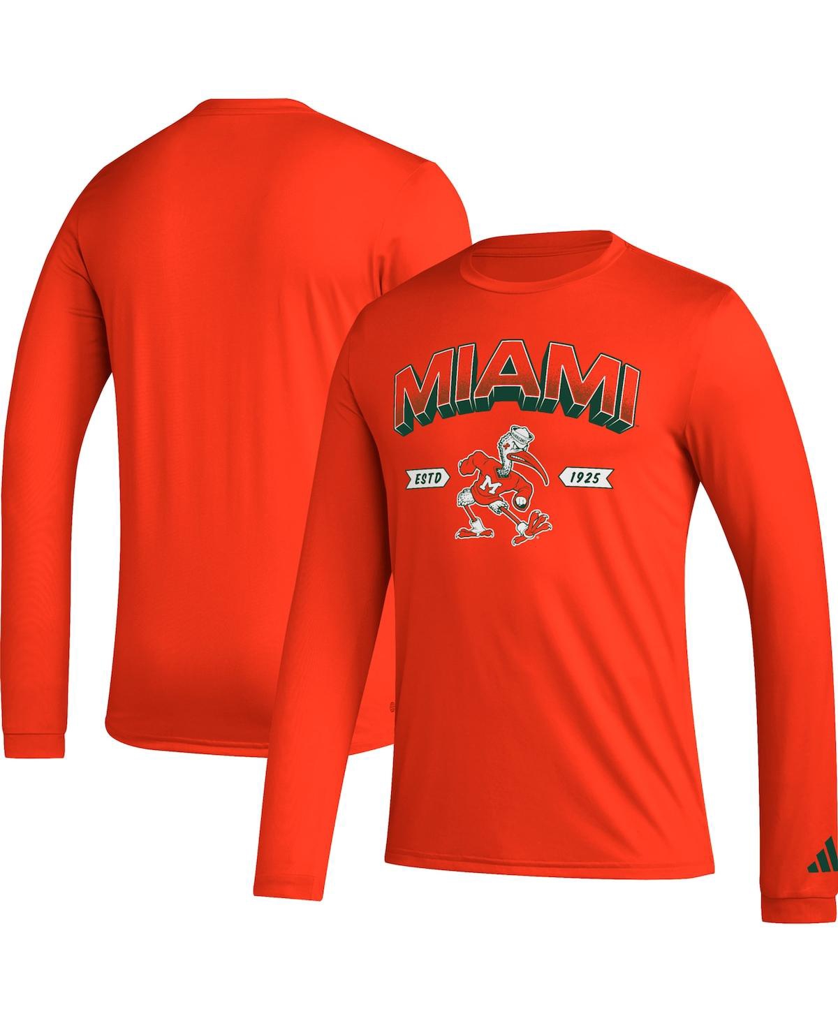 Adidas Originals Men's Adidas Orange Miami Hurricanes Mighty Mascot Pregame Long Sleeve T-shirt