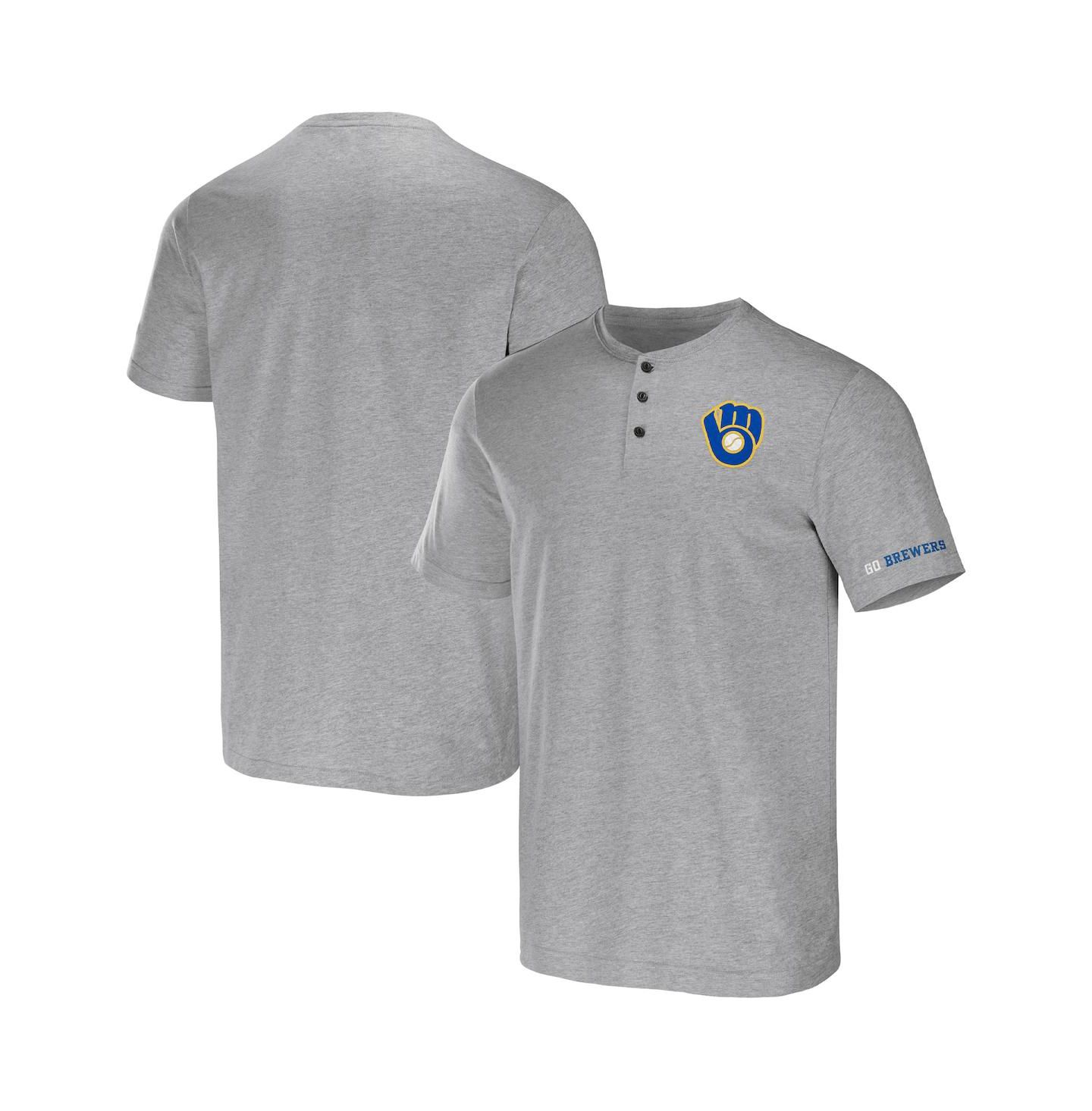 Мужская футболка Fanatics Darius Rucker Collection by Heather Gray Milwaukee Brewers Henley — фото 1