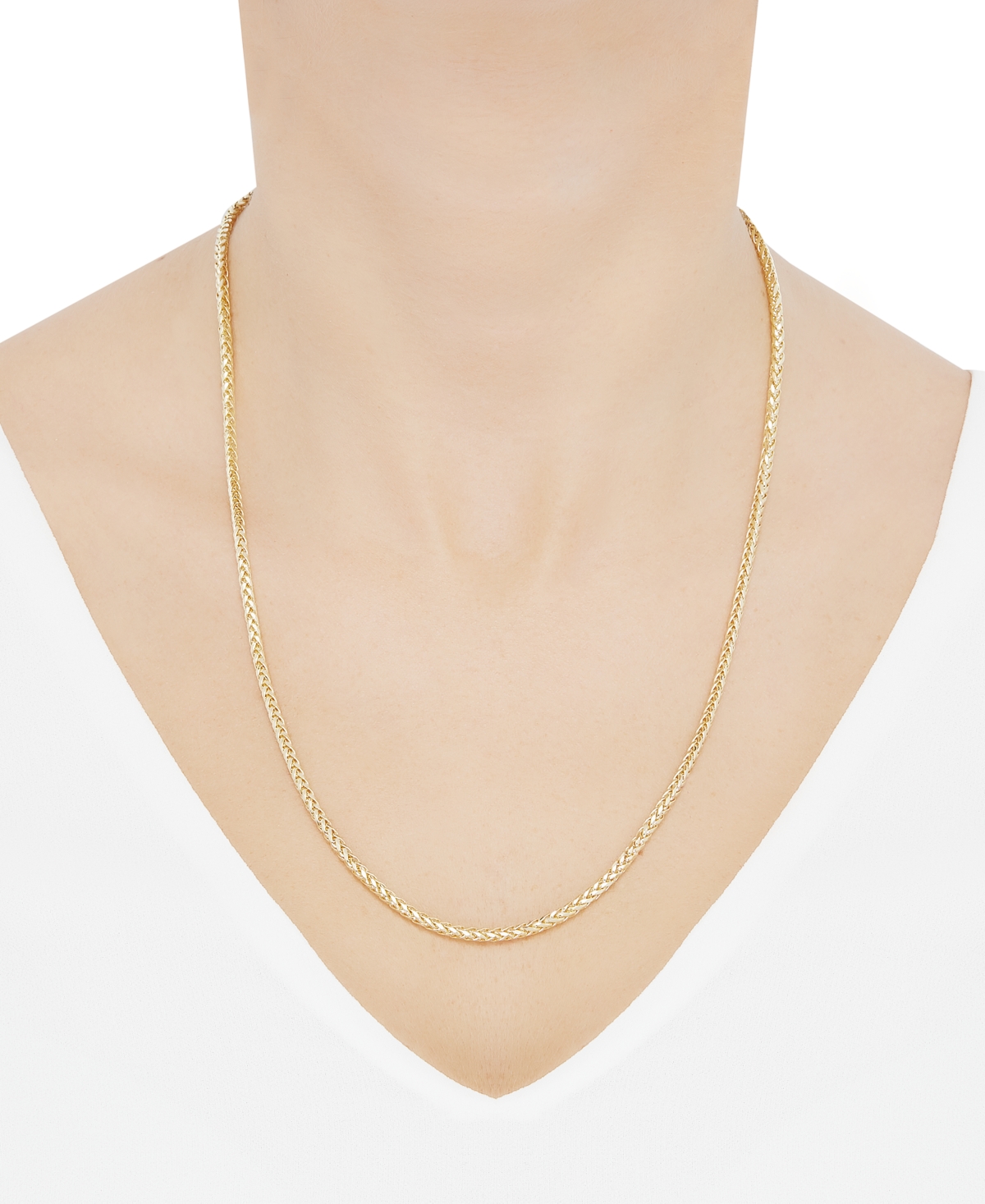 Lightweight Wheat Link 22" Chain Necklace in 14k Gold