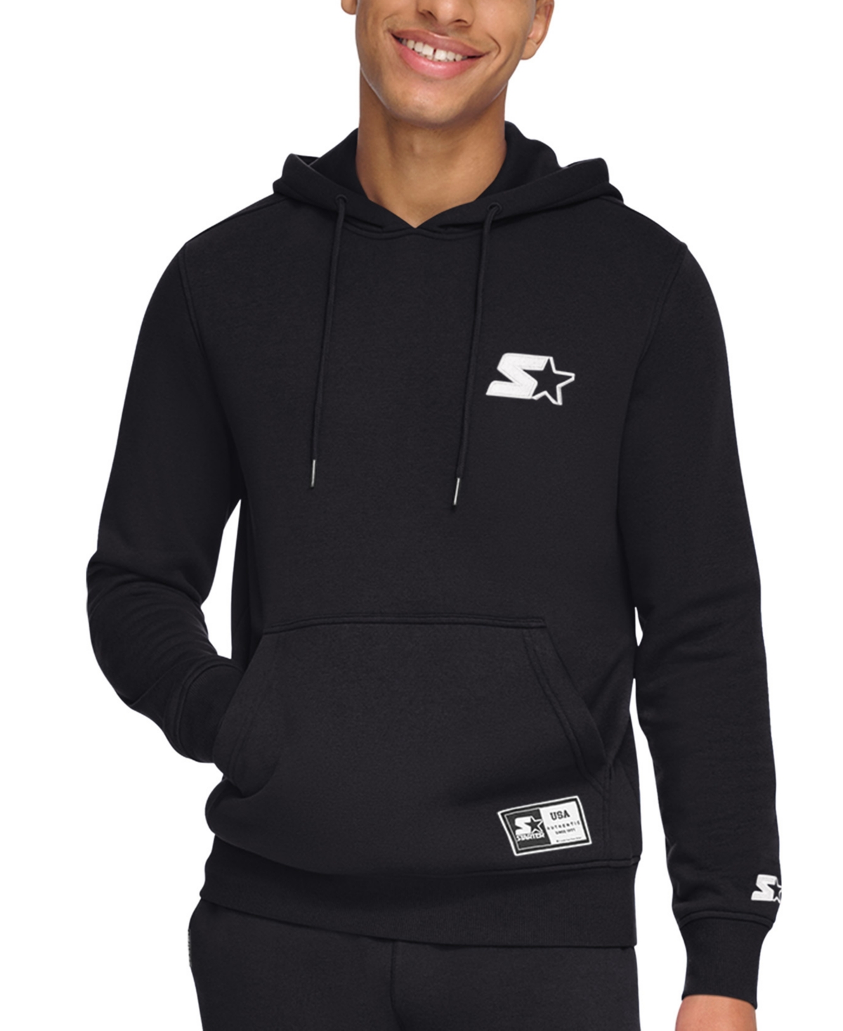 Starter Men's Classic-fit Embroidered Logo Fleece Hoodie In Black