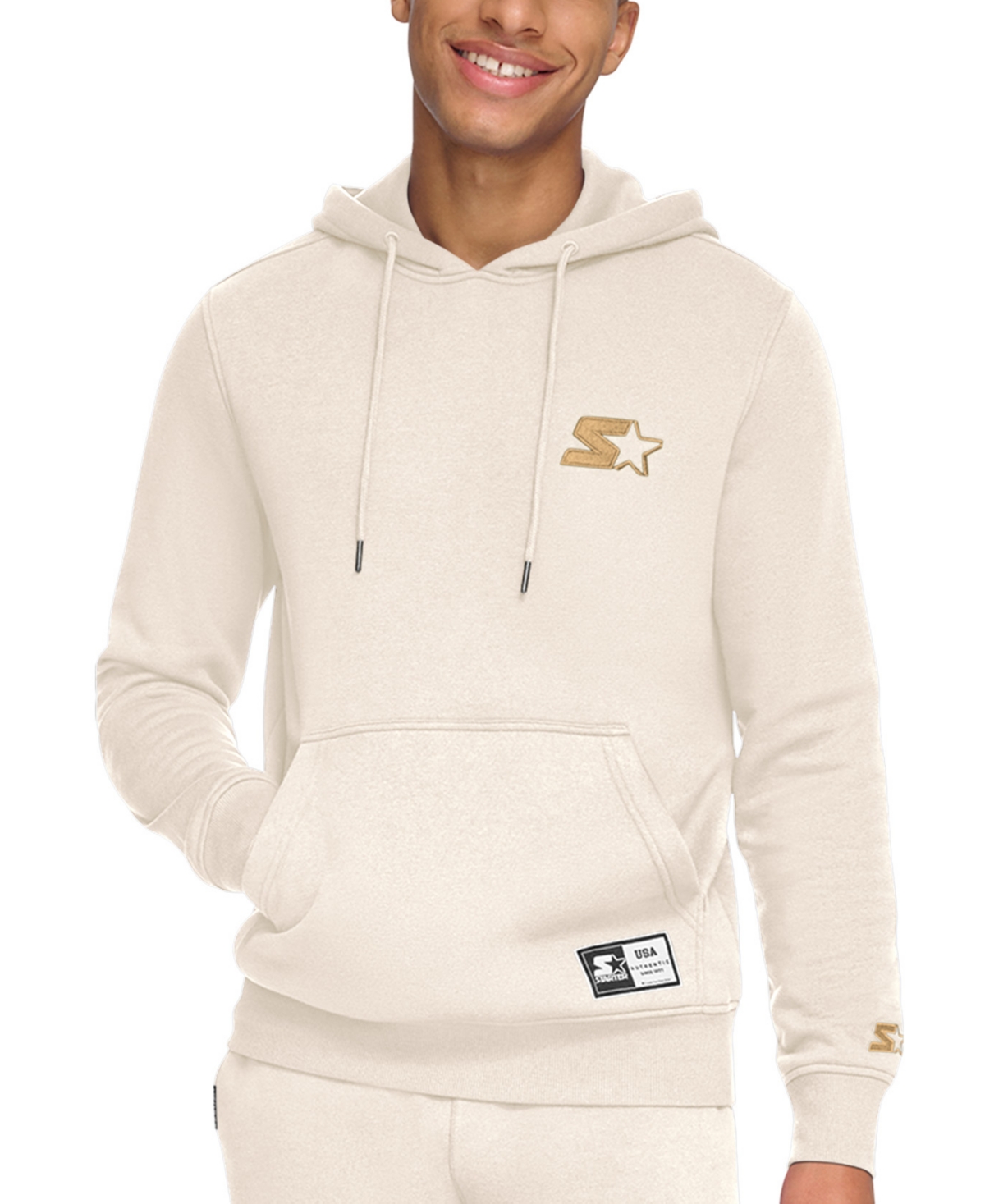 Starter Men's Classic-fit Embroidered Logo Fleece Hoodie In Vintage White