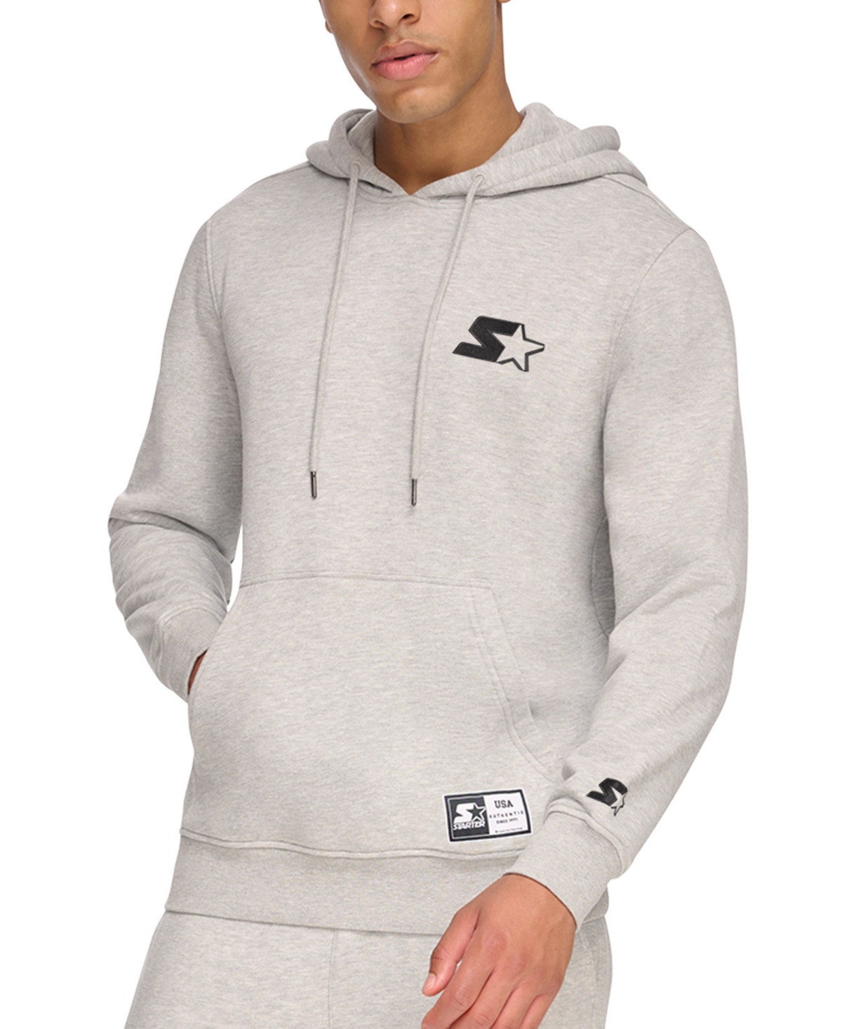 Starter Men's Classic-fit Embroidered Logo Fleece Hoodie In Heather Grey