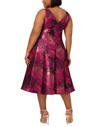 Adrianna Papell Plus Size Metallic Jacquard Fit Flare Dress Macy s