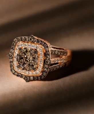 Chocolate Diamond & Nude Diamond Halo Cluster Ring (1-1/2 ct. t.w.) in 14k Rose Gold (Also Available in 14K White Gold or Yellow Gold)