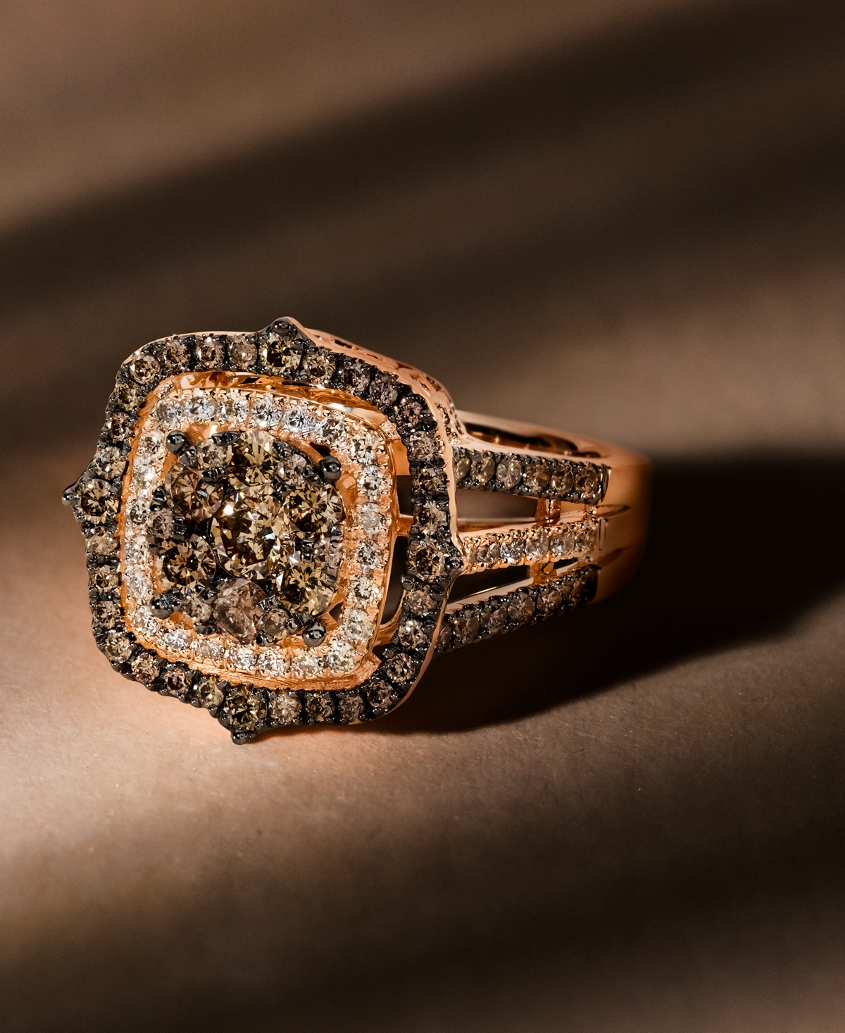 Le Vian Chocolate Diamond & Nude Diamond Halo Cluster Ring (1-1/2 Ct. T.w.) In 14k Rose Gold (also Available In Yellow Gold