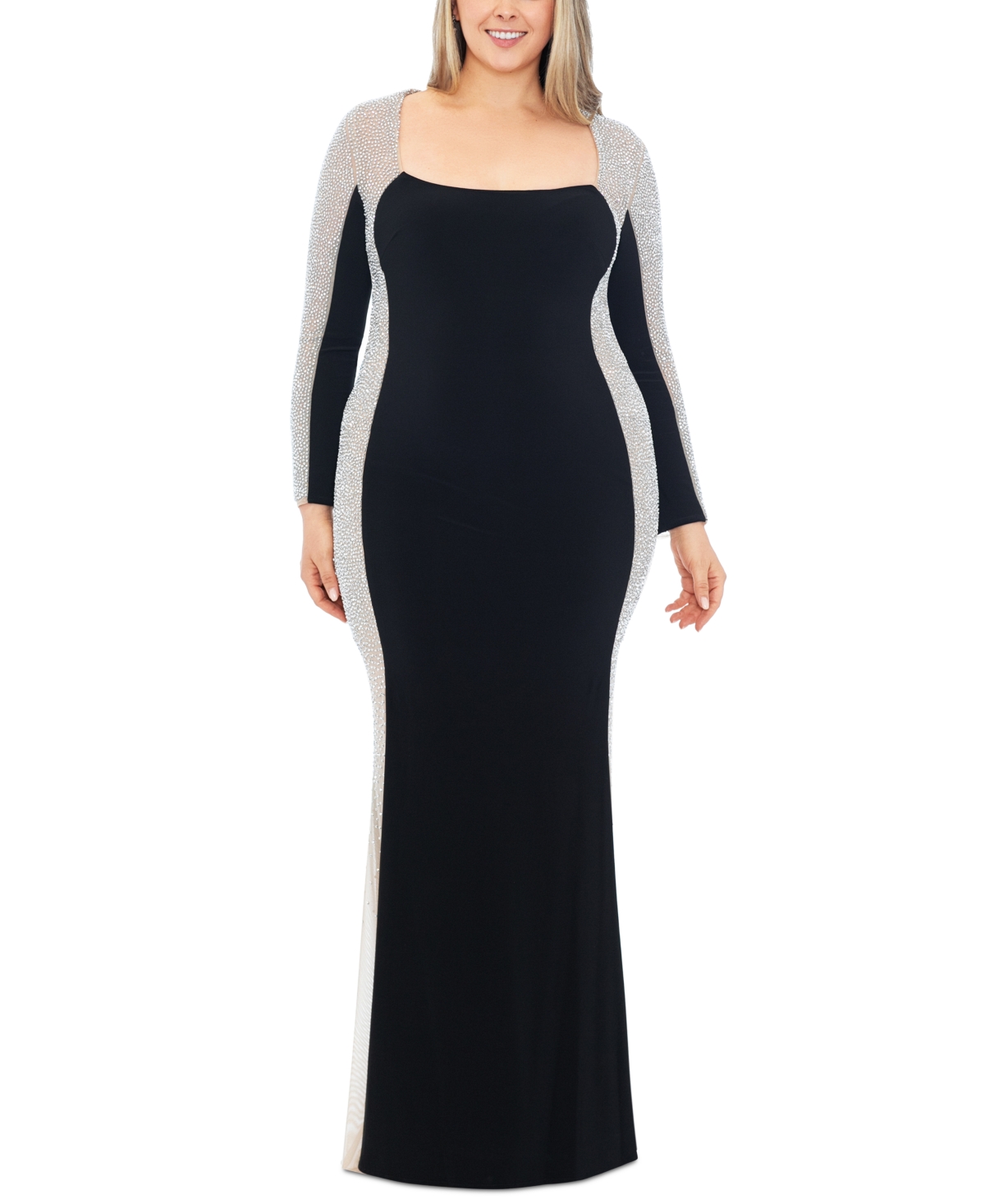 Xscape Plus Size Rhinestone Illusion Gown Smart Closet