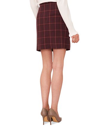 Womens burgundy on sale plaid skirt