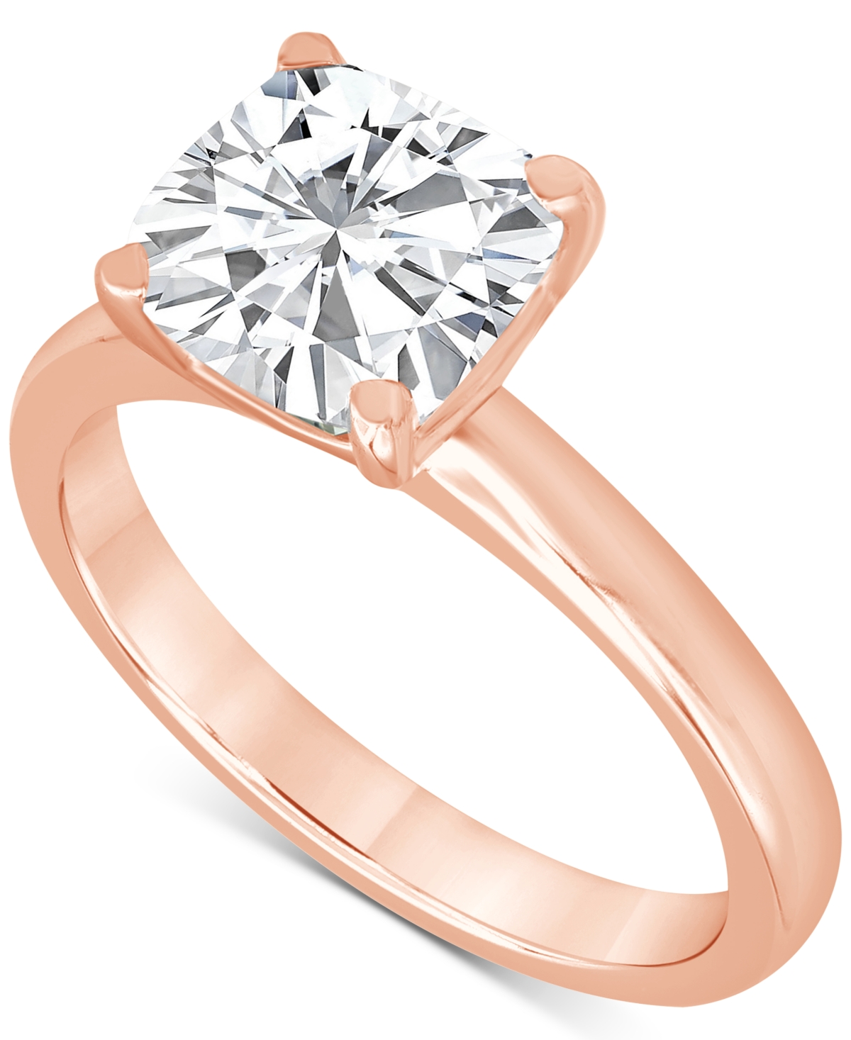 Badgley Mischka Certified Lab Grown Cushion-cut Diamond Solitaire Engagement Ring (3 Ct. T.w.) In 14k Gold In Rose Gold