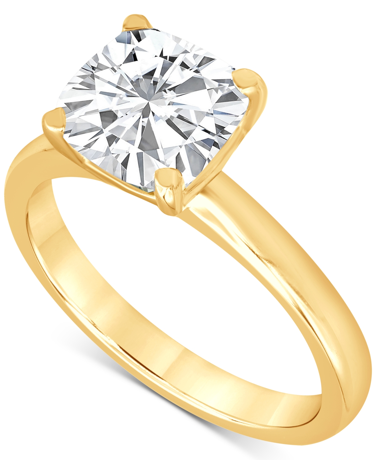 Badgley Mischka Certified Lab Grown Cushion-cut Diamond Solitaire Engagement Ring (3 Ct. T.w.) In 14k Gold In Yellow Gold