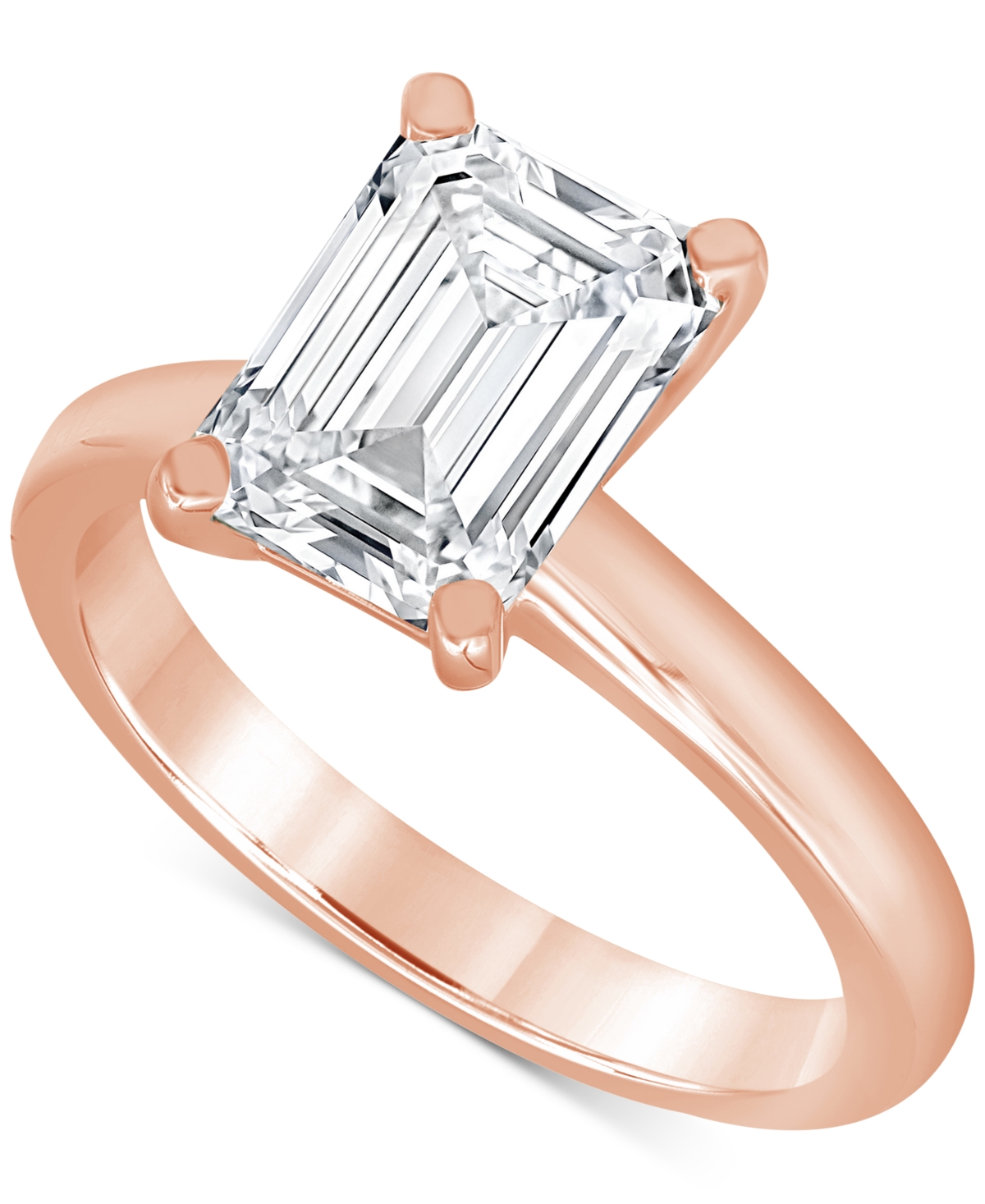 Badgley Mischka Certified Lab Grown Emerald-cut Solitaire Engagement Ring (3 Ct. T.w.) In 14k Gold In Rose Gold