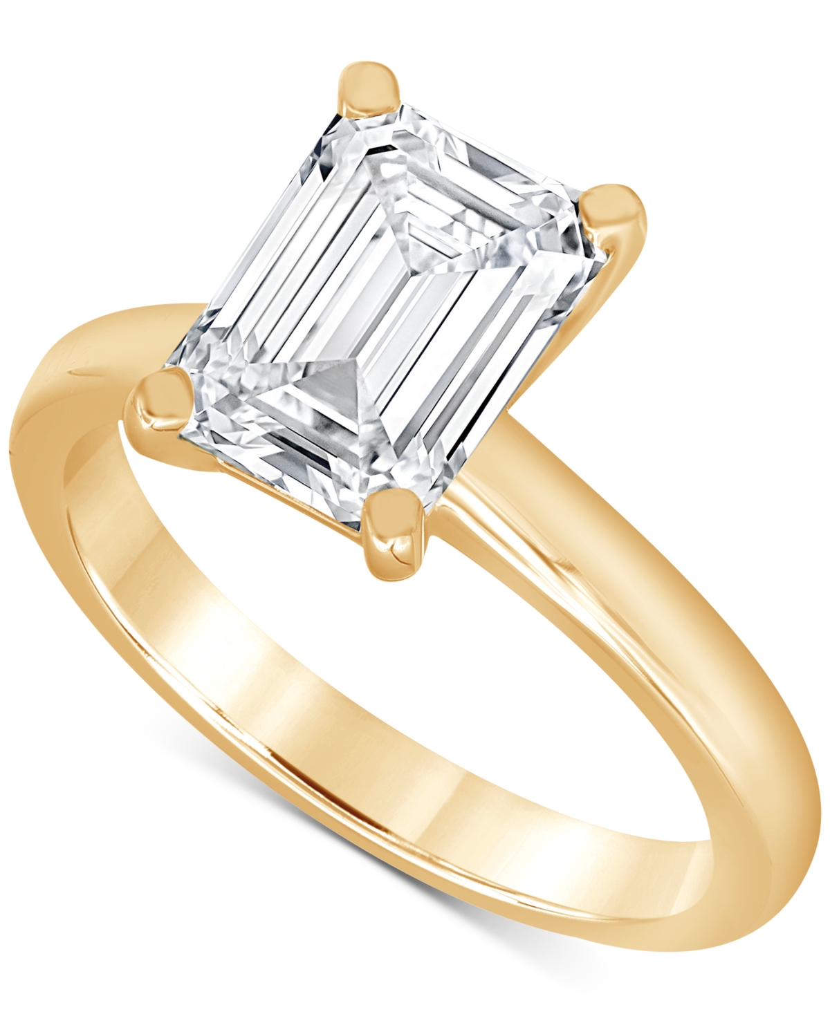 Certified Lab Grown Emerald-Cut Solitaire Engagement Ring (3 ct. t.w.) in 14k Gold - White Gold