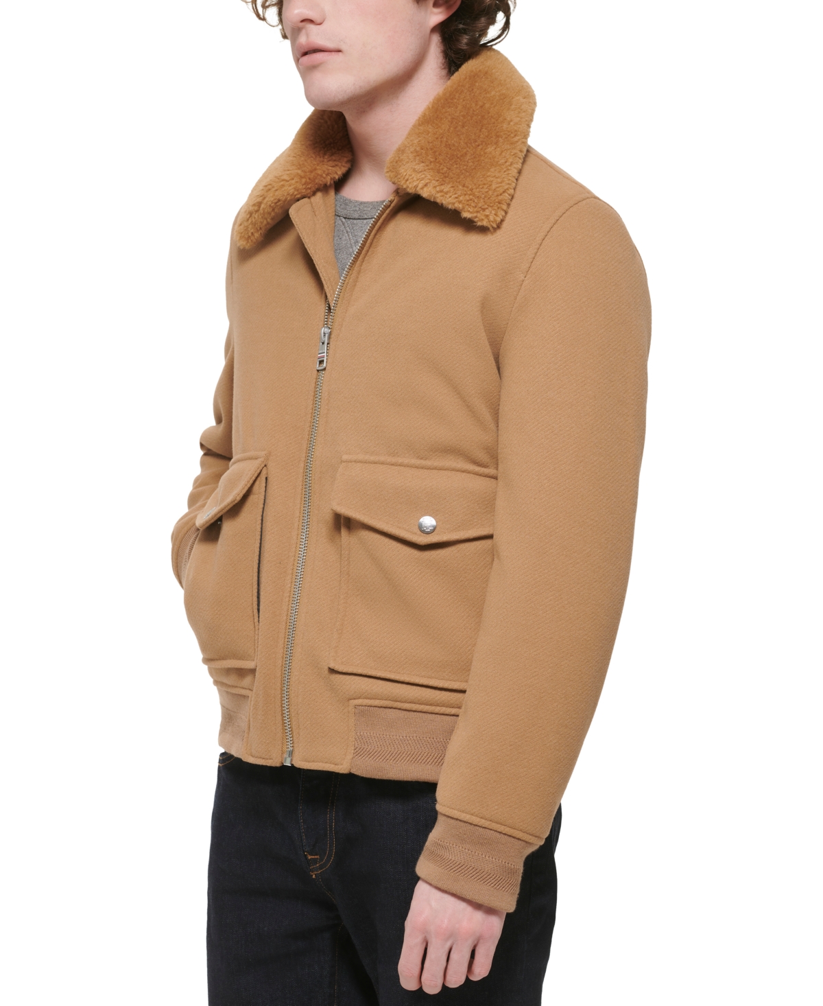 Tommy Hilfiger Men's Faux-Fur-Collar Bomber Jacket