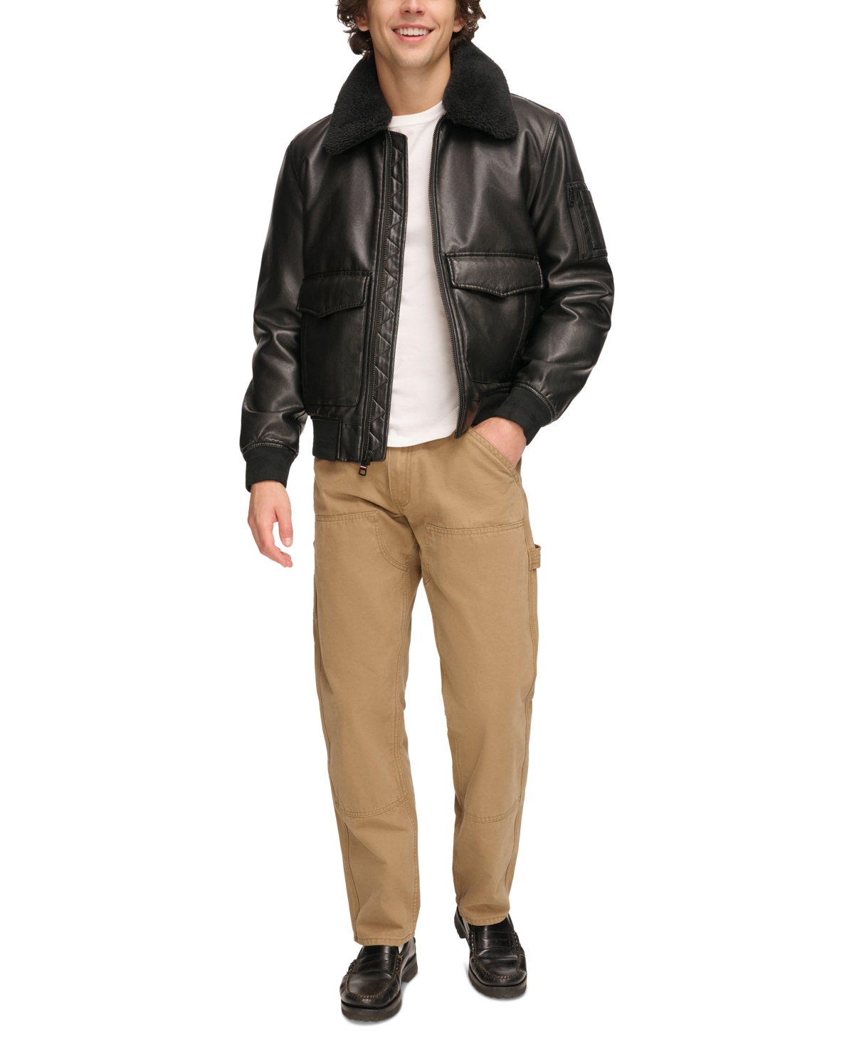 Tommy hilfiger men's faux leather bomber jacket cheap