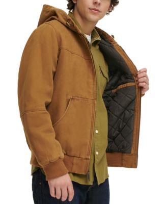 Men's Workwear Hoodie Bomber Jacket with Quilted Lining